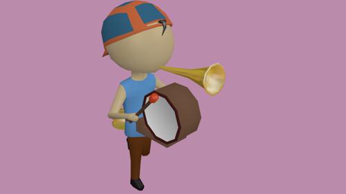 Low Poly one man band preview image